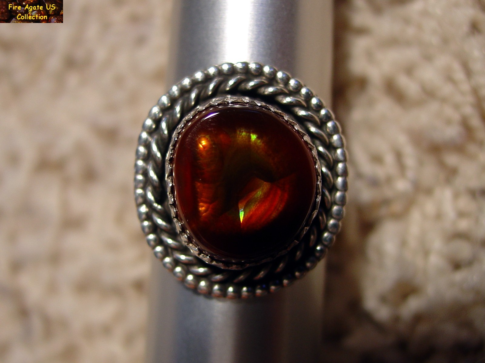 Mexican Fire Agate Gemstone Sterling Silver Ring MCJ008 Photo 3