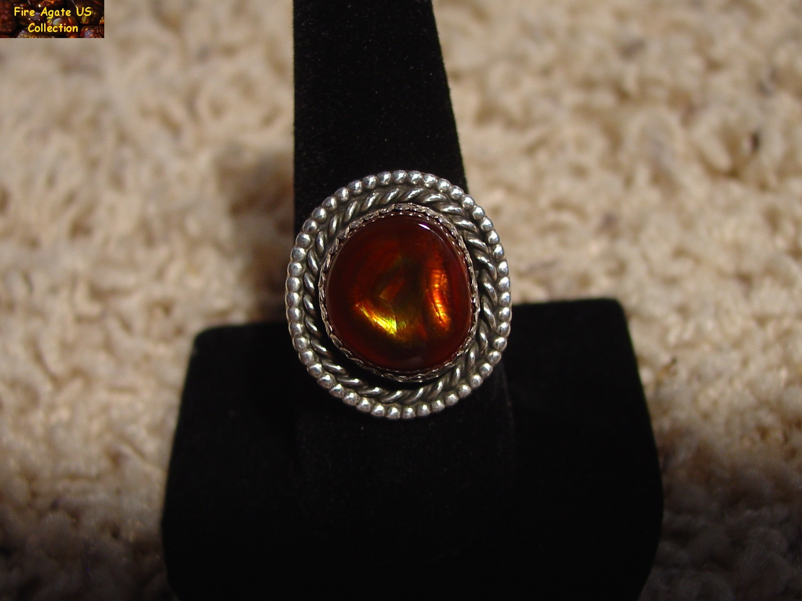 Mexican Fire Agate Gemstone Sterling Silver Ring MCJ008 Photo 7