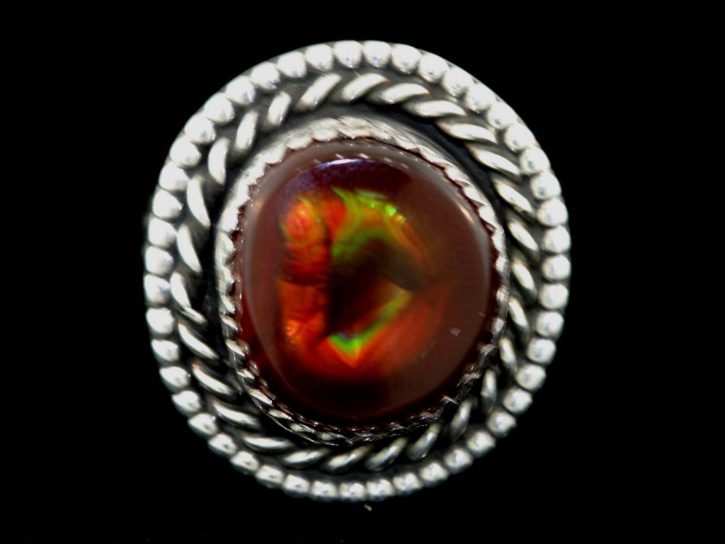 Vintage Mexican Fire Agate Gemstone Sterling Silver Ring Size 10 MCJ008 Photo