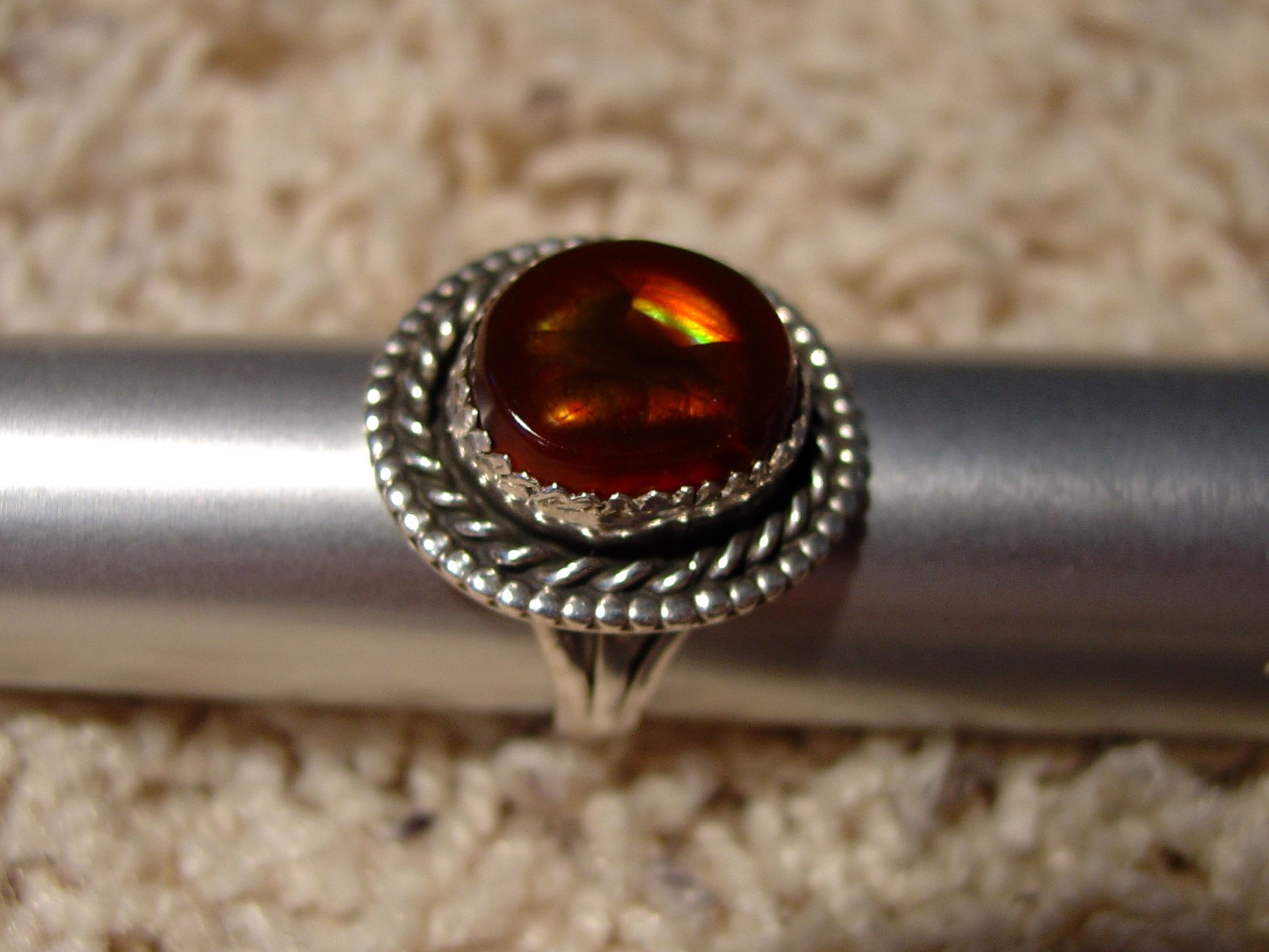 Vintage Mexican Fire Agate Gemstone Sterling Silver Ring Size 10 MCJ008 Photo 4