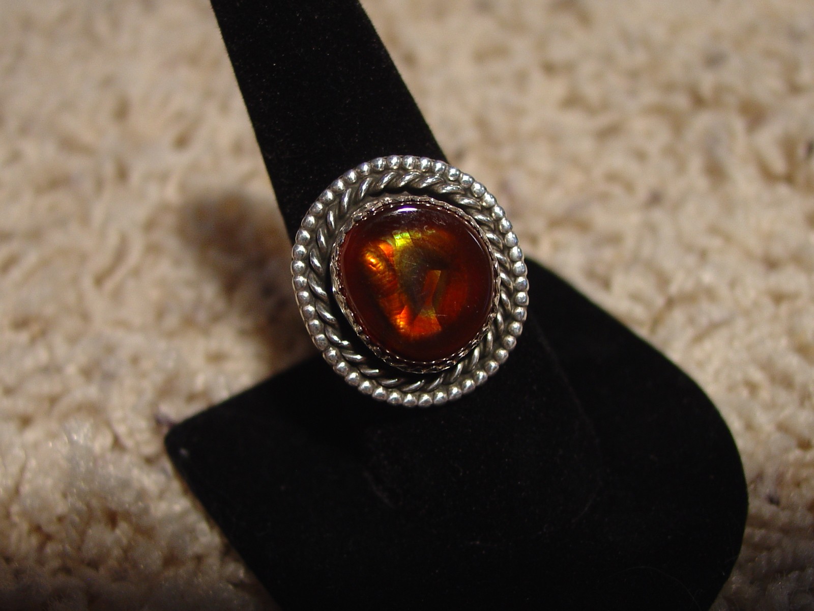 Vintage Mexican Fire Agate Gemstone Sterling Silver Ring Size 10 MCJ008 Photo 8