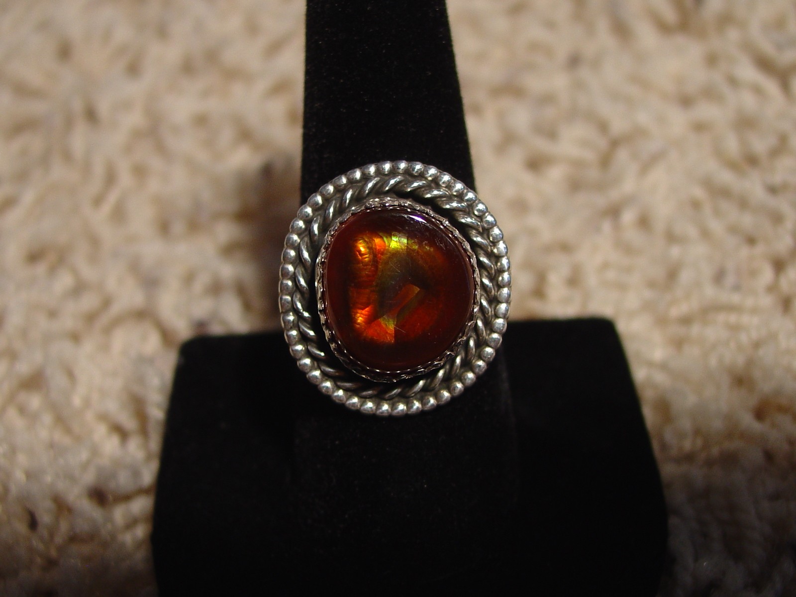 Vintage Mexican Fire Agate Gemstone Sterling Silver Ring Size 10 MCJ008 Photo 9