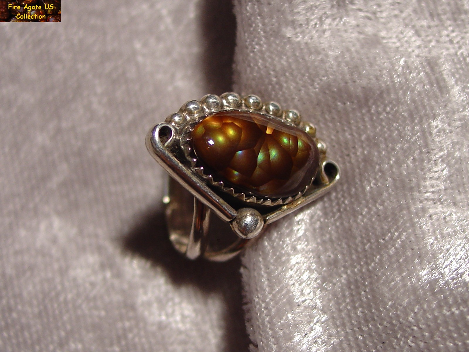 Gorgeous Deer Creek Fire Agate Gemstone Ring Sterling Silver Women Size 8 DCJ001 Photo 4