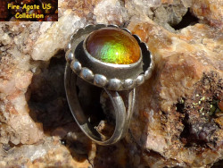 Small Picture 2 FJ001 Sterling silver ring with 9 x 10 mm fire agate gemstone