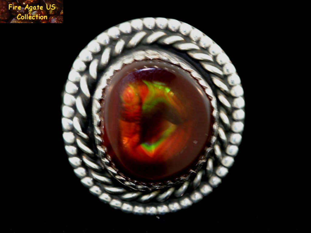 Mexican Fire Agate Gemstone Sterling Silver Ring MCJ008 Photo 1