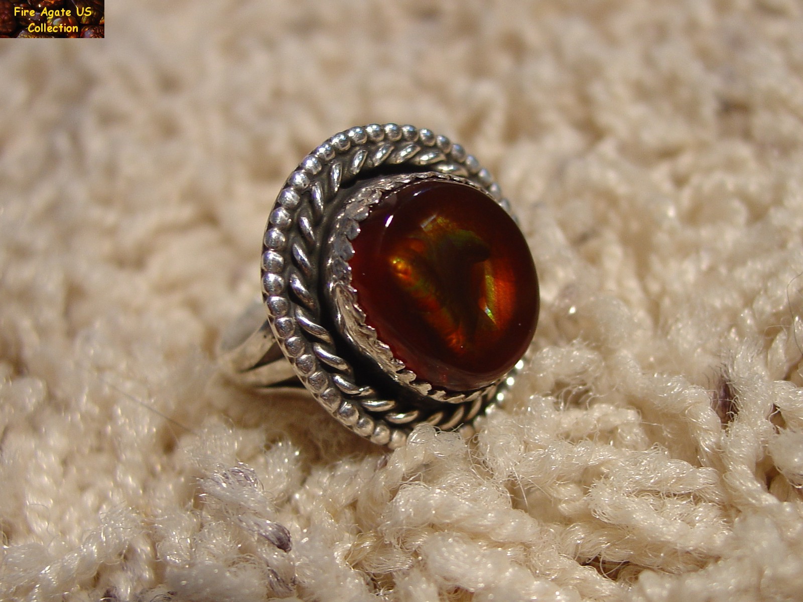 Mexican Fire Agate Gemstone Sterling Silver Ring MCJ008 Photo 5