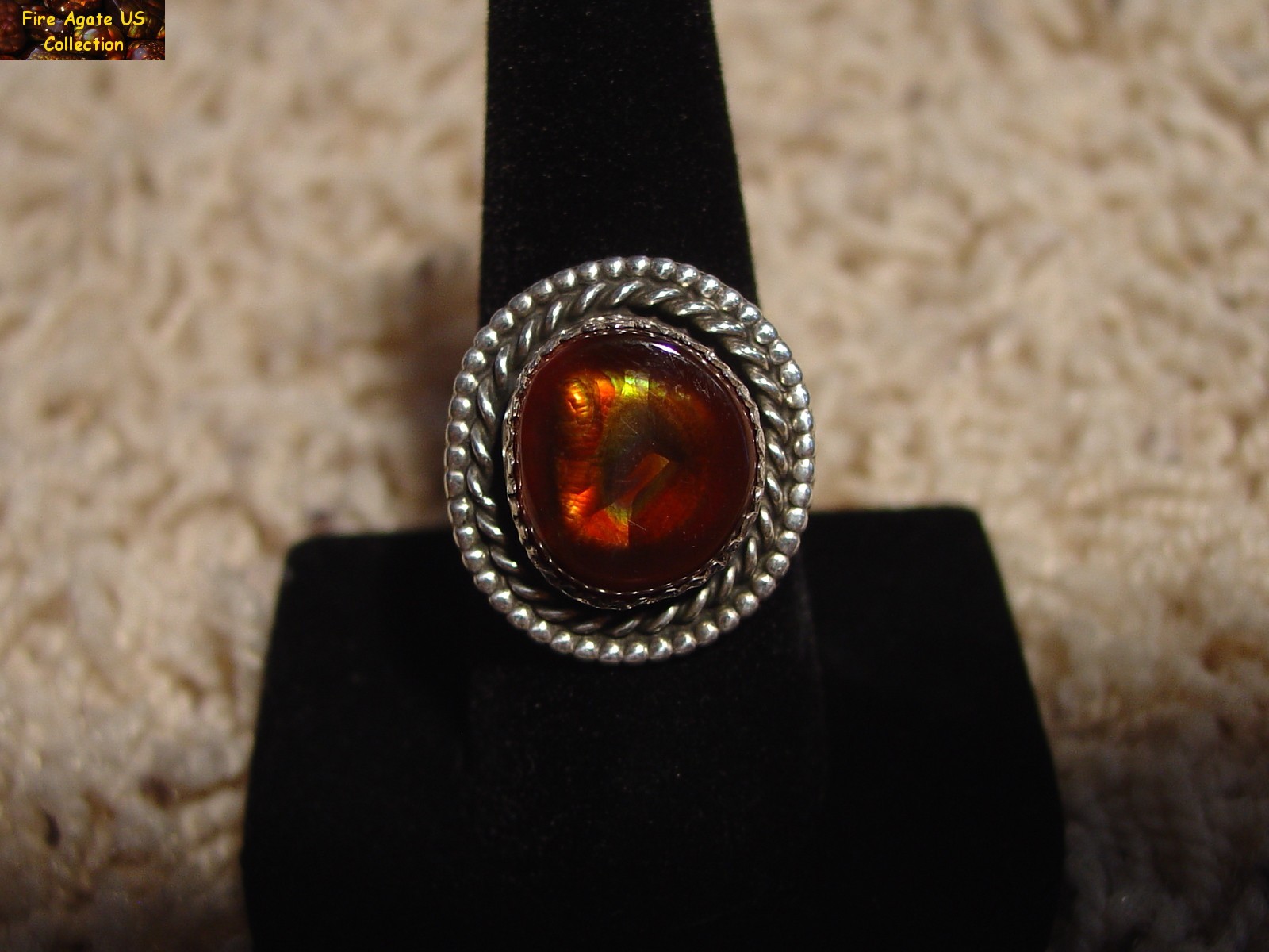 Mexican Fire Agate Gemstone Sterling Silver Ring MCJ008 Photo 9