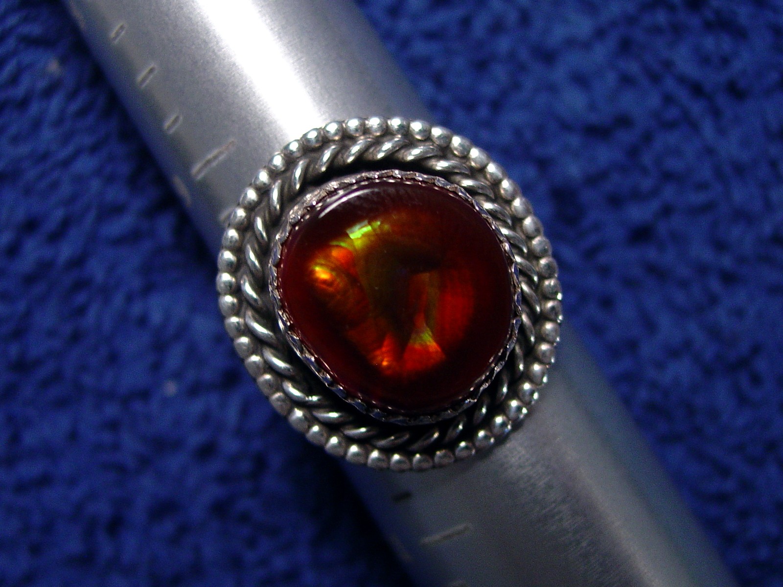 Vintage Mexican Fire Agate Gemstone Sterling Silver Ring Size 10 MCJ008 Photo 2