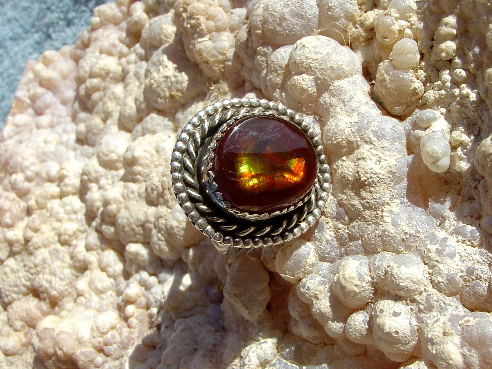 Vintage Mexican Fire Agate Gemstone Sterling Silver Ring Size 10 MCJ008 Photo 6