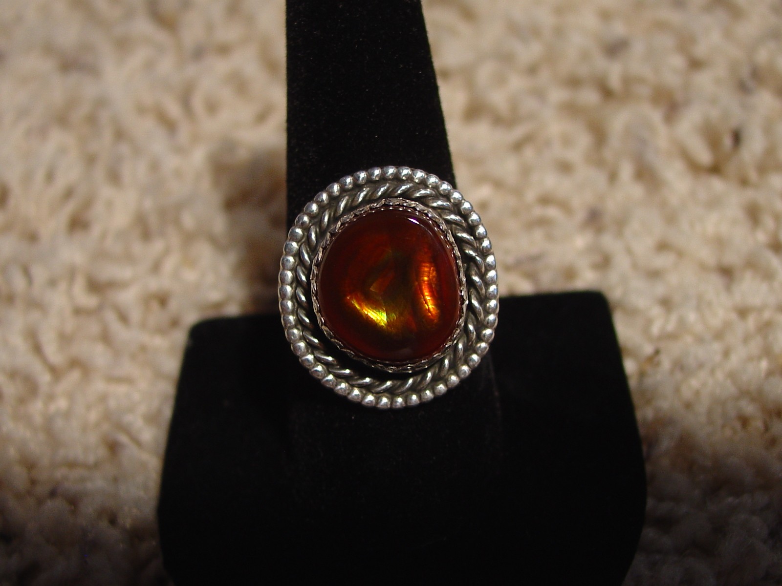 Vintage Mexican Fire Agate Gemstone Sterling Silver Ring Size 10 MCJ008 Photo 7
