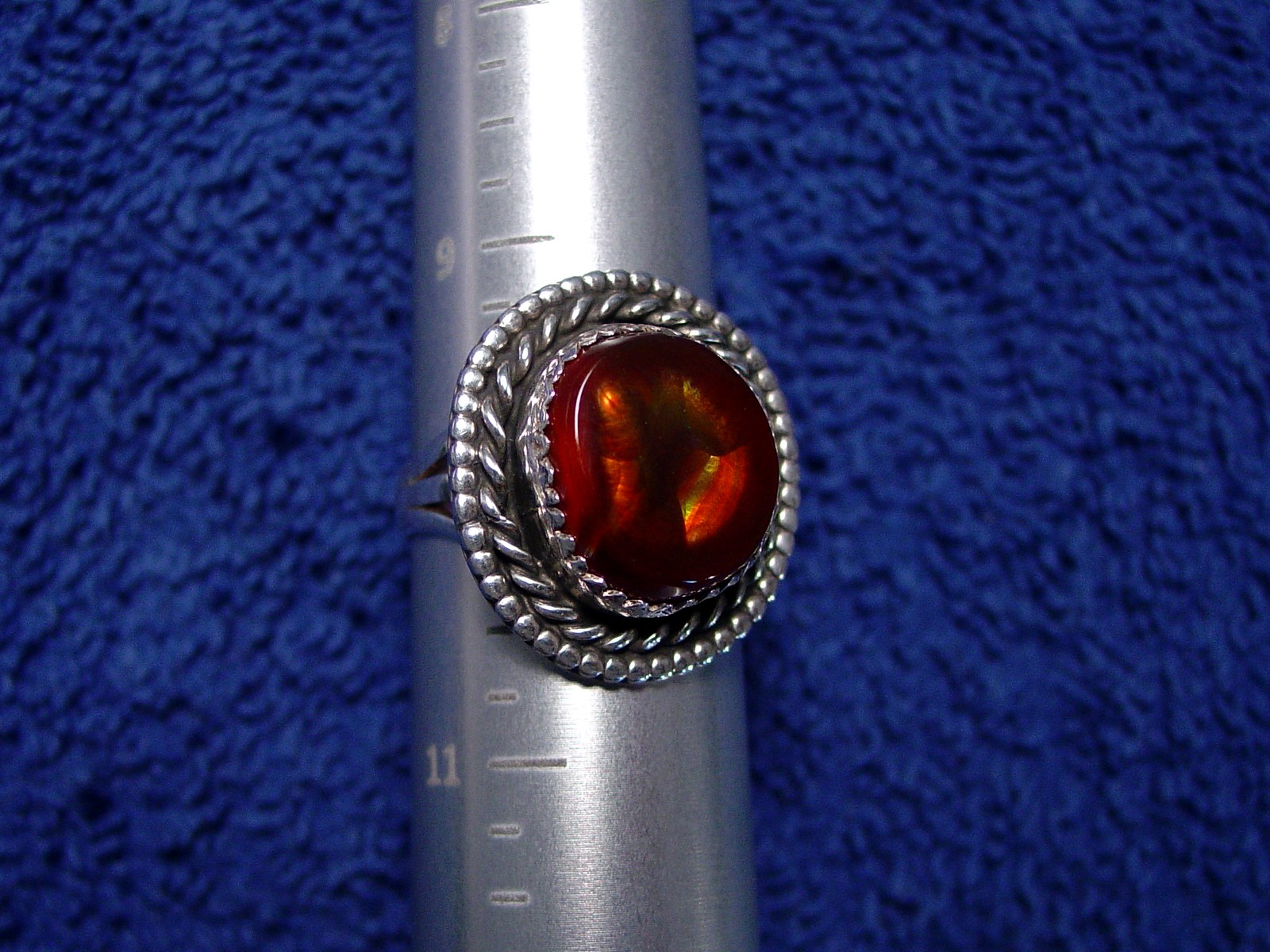 Vintage Mexican Fire Agate Gemstone Sterling Silver Ring Size 10 MCJ008 Photo 12